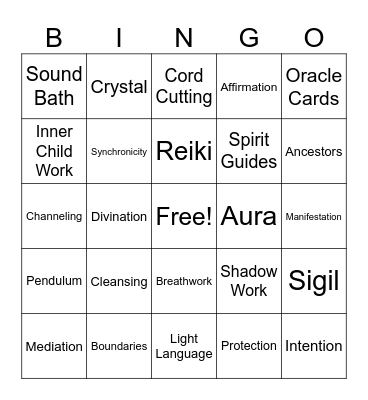 Spiritual Terms Bingo Card