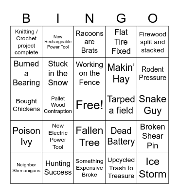 r/homestead Bingo 2 Bingo Card