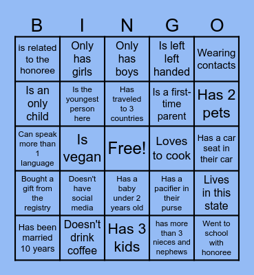 Find The Guest Who…. Bingo Card
