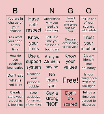 Boundary Bingo Card
