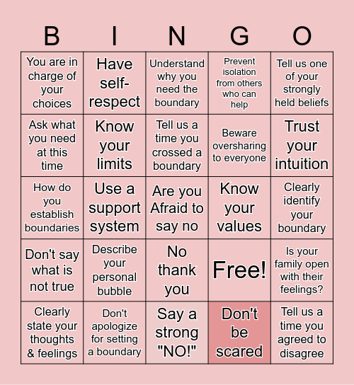Boundary Bingo Card