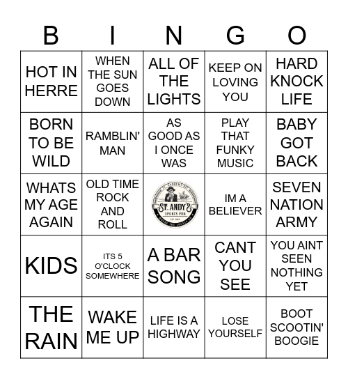 ST. ANDYS BOOM BOX BINGO Card
