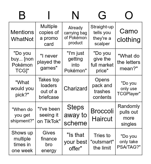 Pokémon "Fans" Bingo Card