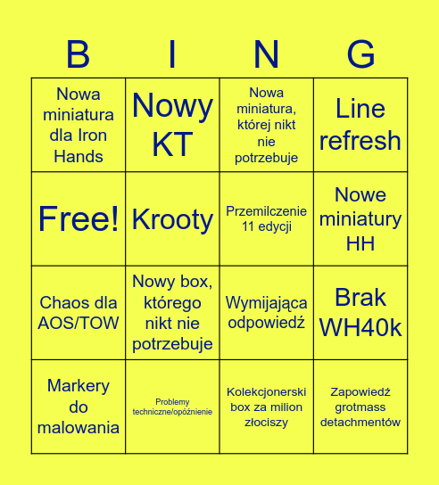 Reveal stream Bingo Card
