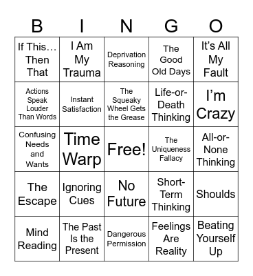 Seeking Safety Creating Meaning Bingo Card
