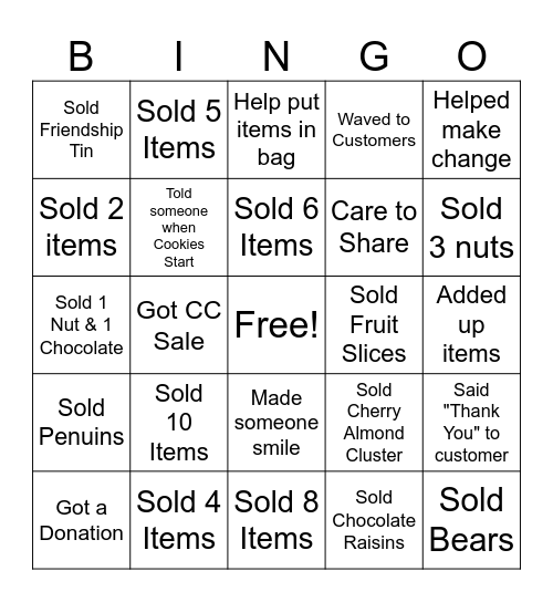Sweets N Treats Bingo Card