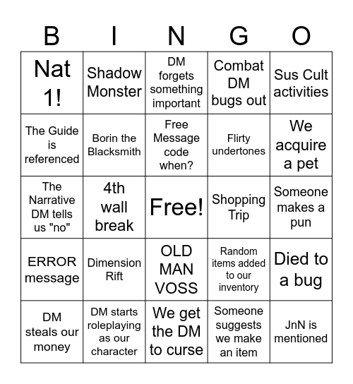 Everweave Bingo Card
