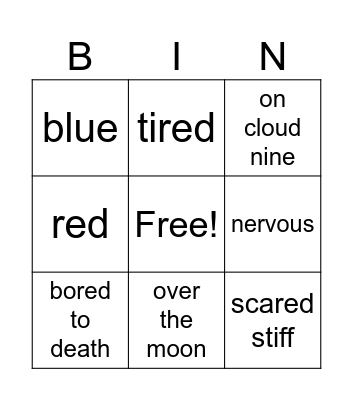 FEELINGS Bingo Card