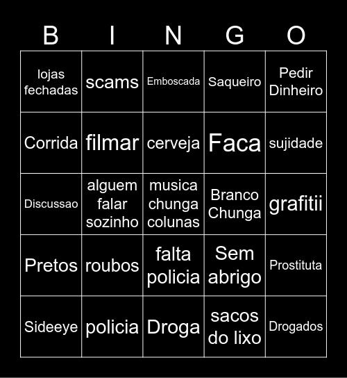 Saqueiro é homosexual Bingo Card