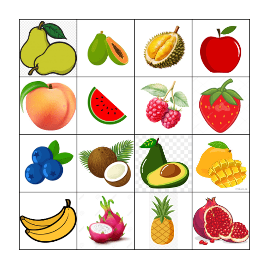 Fruits 水果 Bingo Card