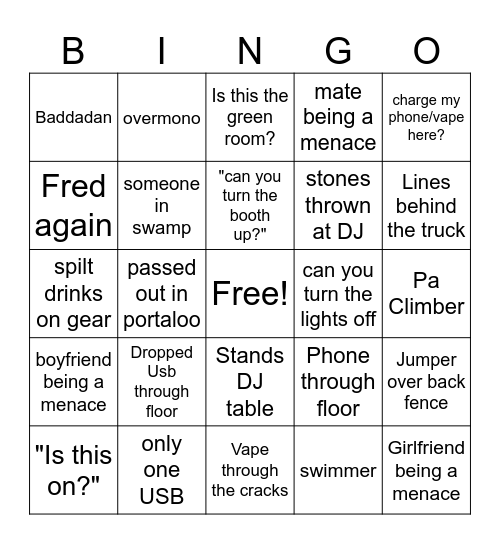 high tide 25 bingo Card