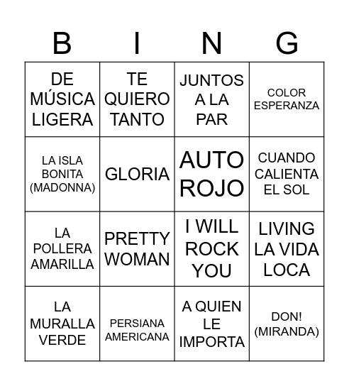 EL BINGO DE GRACIELITA Bingo Card