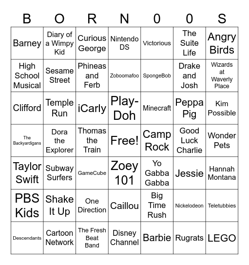 Born in the 2000s Bingo Card