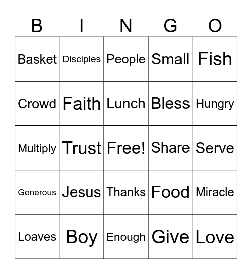 Boys Lunch Bingo Card