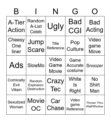 Video Game Movies Bingo Card