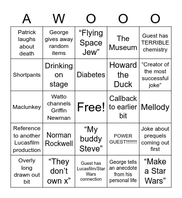 Lingo Showgo Bingo Card