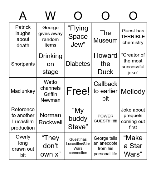 Lingo Showgo Bingo Card