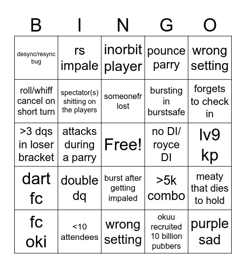 BLU - PRNT BINGO LIST Bingo Card