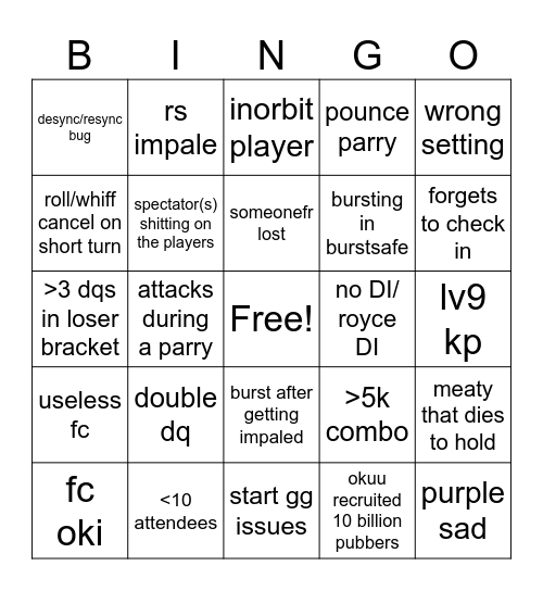 BLU - PRNT BINGO LIST Bingo Card