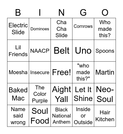 BSU Black Bingo Card