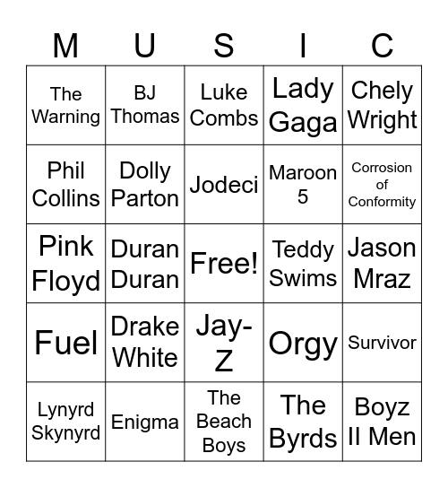 Music_11082025 Bingo Card