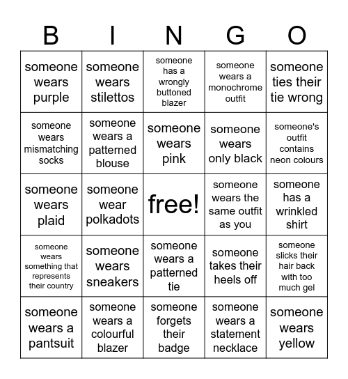 MUNISH outfit bingo! Bingo Card