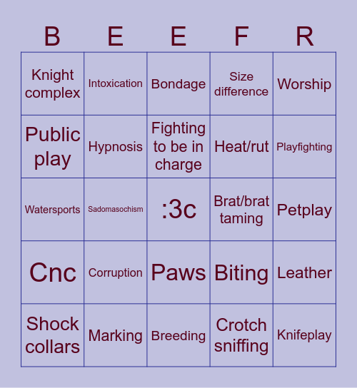 Beefy Bingo Card