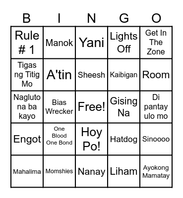 Cullen's Angels Bingo Card
