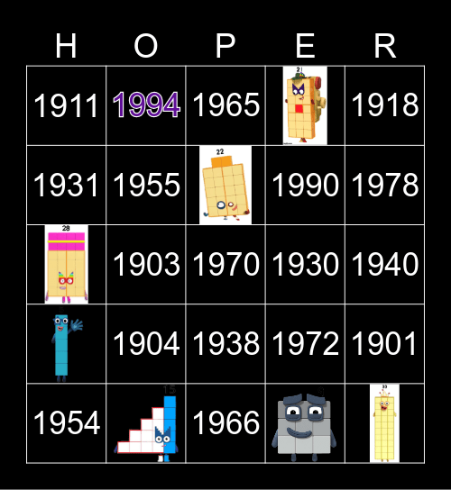 Number blocks Bingo Card