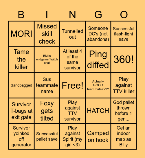 2v8 Bingo! Bingo Card