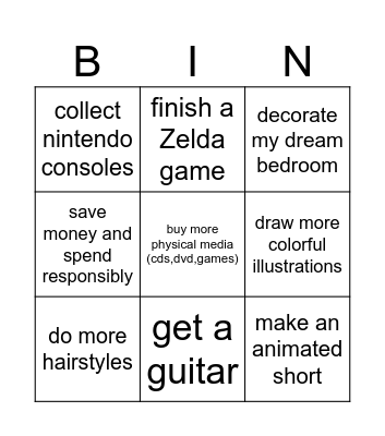 2025 goals Bingo Card