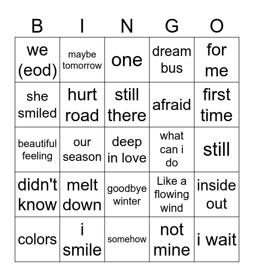 DAY6 The Present 2025 Bingo Card