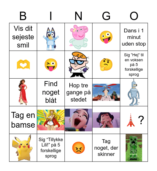 Lili's birthday Bingo Card