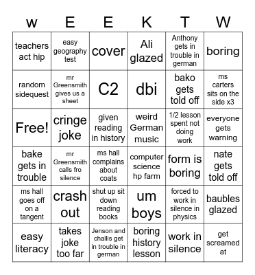 class bingo Card