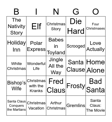 Christmas Movie Bingo Card