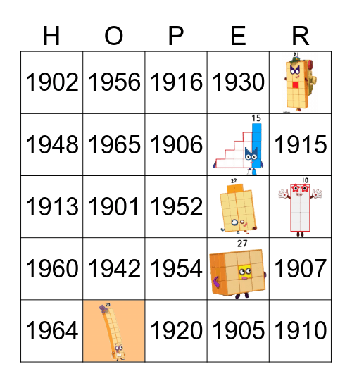Number blocks Bingo Card