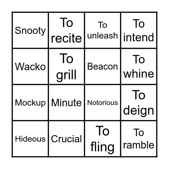 The Devil wears Prada Bingo Card