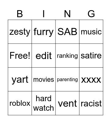 Tiktok Bingo Card