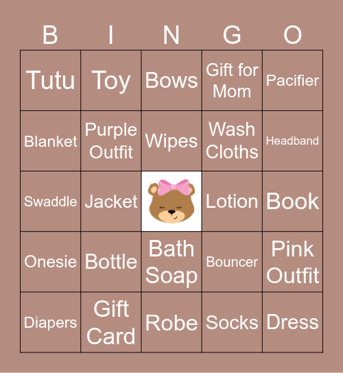 Baby Gift Bingo Card