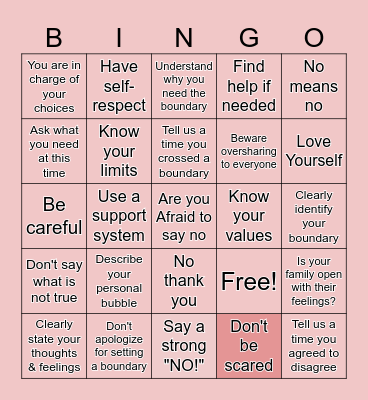 Boundary Bingo Card