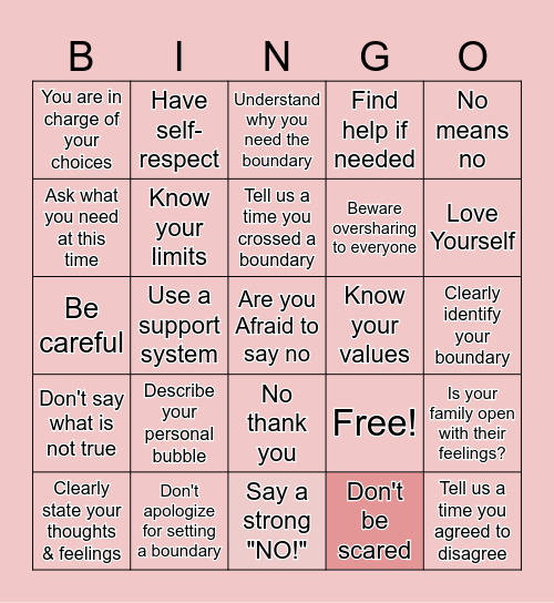 Boundary Bingo Card