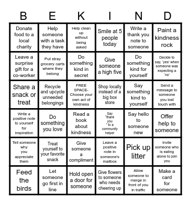 World Kindness Day 2025! Bingo Card