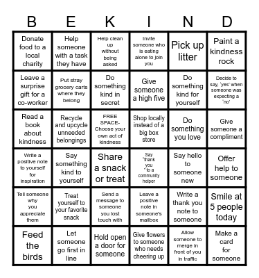 World Kindness Day 2025! Bingo Card