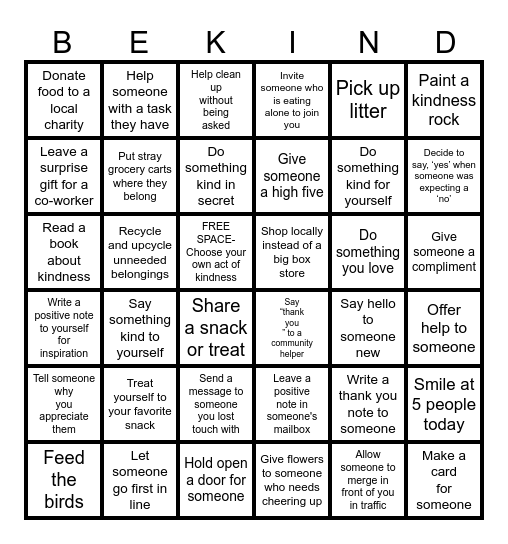 World Kindness Day 2025! Bingo Card