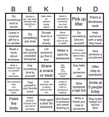 World Kindness Day 2025! Bingo Card