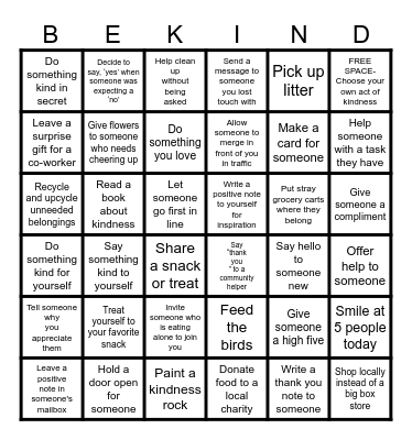 World Kindness Day 2025! Bingo Card