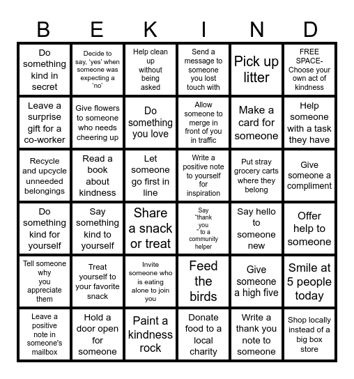 World Kindness Day 2025! Bingo Card