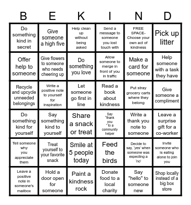World Kindness Day 2025! Bingo Card