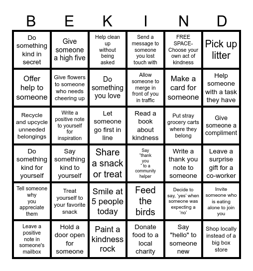 World Kindness Day 2025! Bingo Card