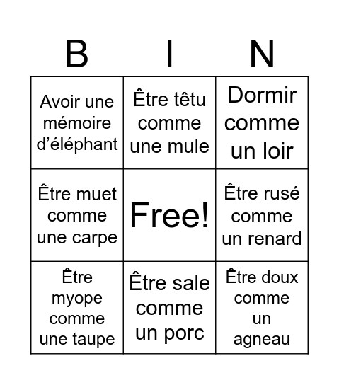 les animaux de companie Bingo Card